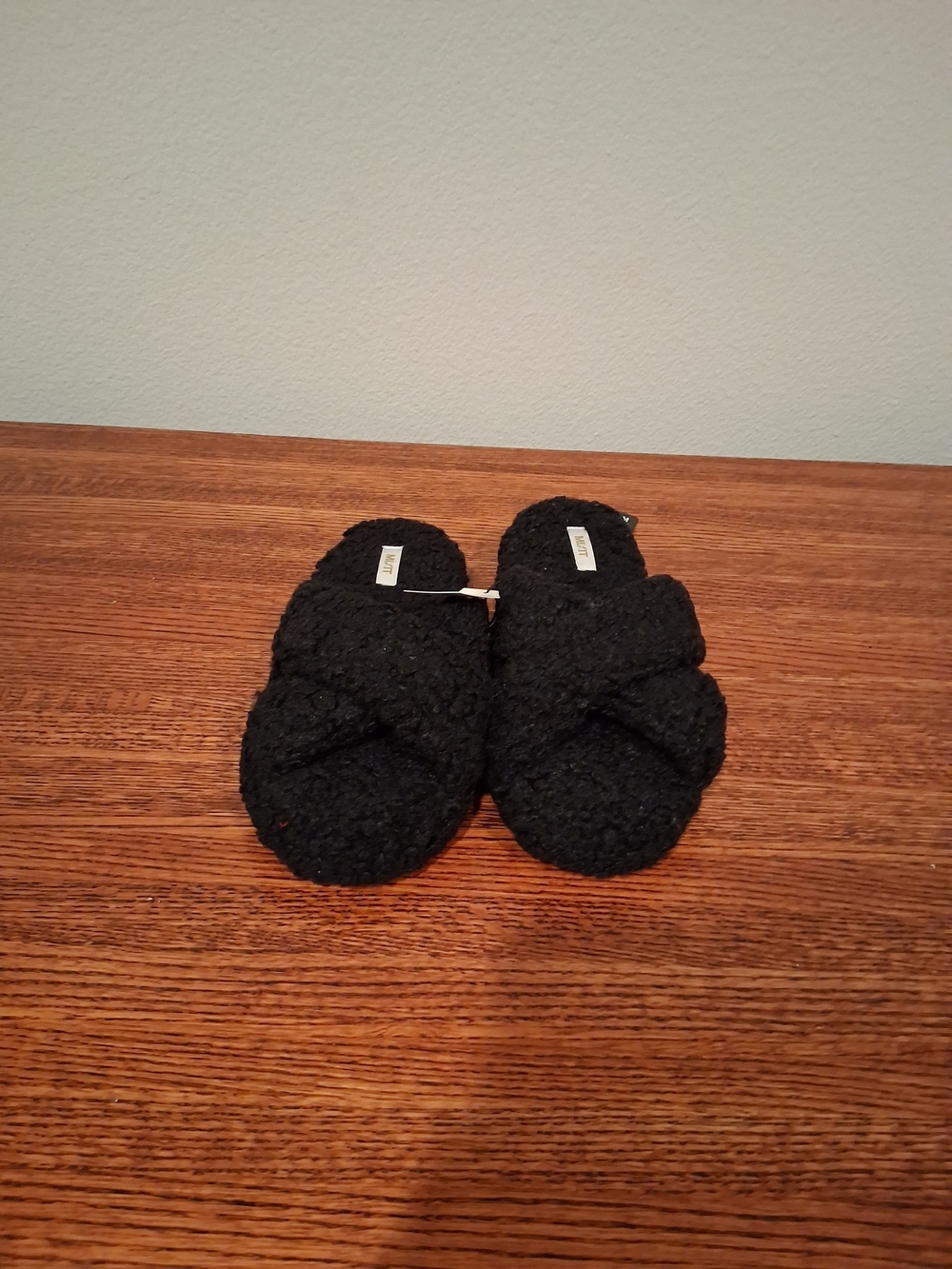 Mixit Black Bouclé Crisscross Slide Sandals